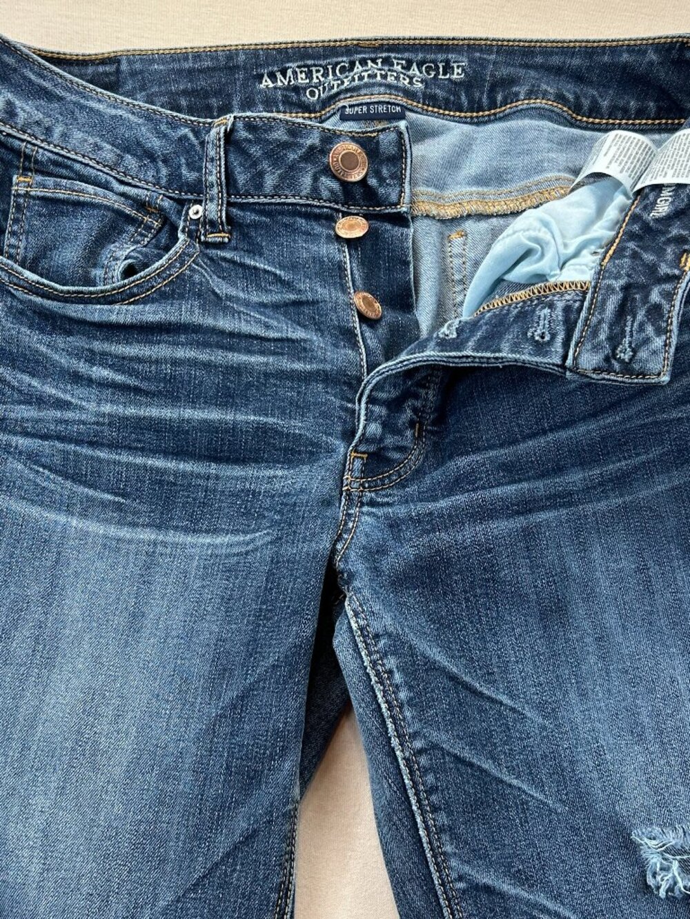 American Eagle Jeans Womens Size 4 R Blue Denim Mid Rise TomGirl Button Fly